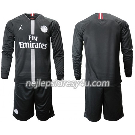 Fotbalový Dres Paris Saint-Germain Jodan Černá Dětské Alternativní 2018/19 Dlouhý Rukáv